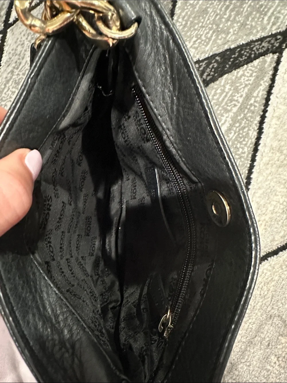 Michael Kors Black Leather Crossbody with Gold-Tone Accents